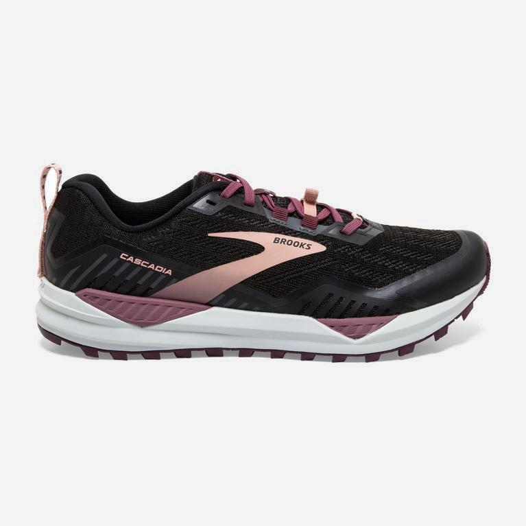 Brooks Cascadia 15 Australia - Women's Trail Running Shoes - Black/Ebony/grey Charcoal/Coral Cloud (